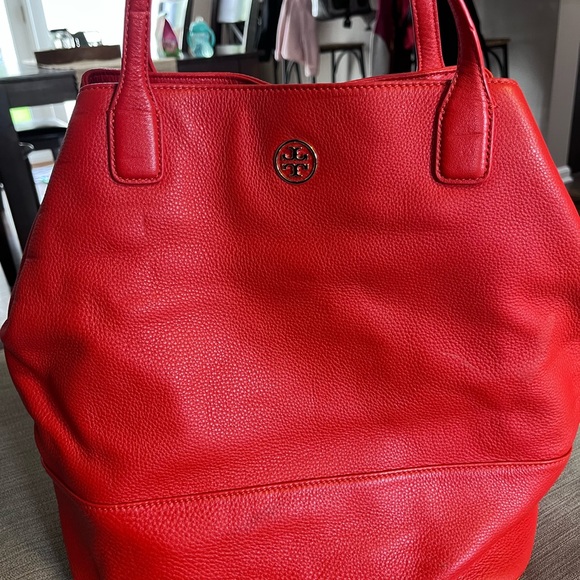Tory Burch Orange Leather Tote Bag - Picture 1 of 6